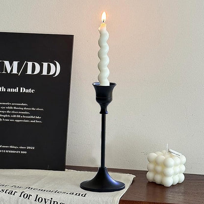6PCS Black Candlestick Holders Taper Candle Holders Metal Candle Sticks Holder Decor for Halloween Friendsgiving Thanksgiving Decorations Christmas Dinning Table Fireplace Home
