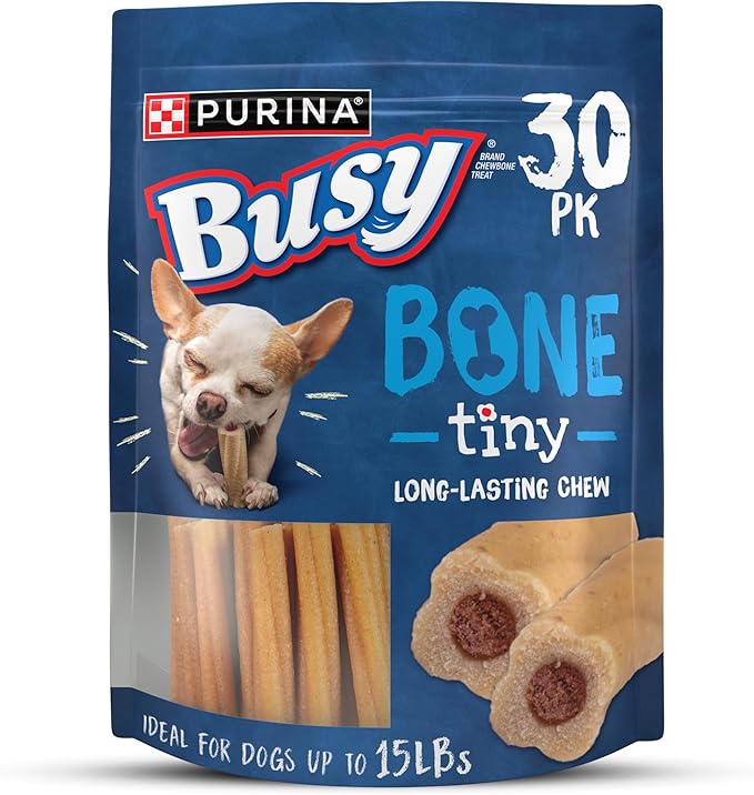 Purina Busy Bone Adult Toy Breed Dog Chew Bone Treats, Tiny - 30 ct. Pouch-Mewly Pet