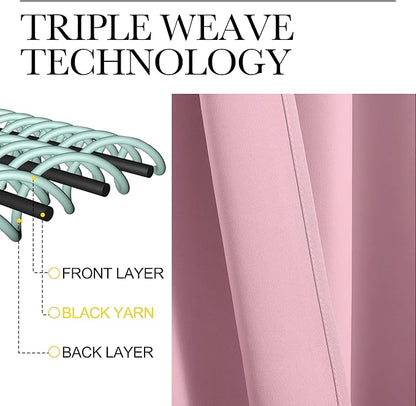 NICETOWN Crystal Pink Blackout Curtains 90" Long for Office, Dining Room, Guest Room, Sound Reducing Heat and Cold Block Curtain Panels for Modern Room Decorative (55" Wide, 2 Pieces)