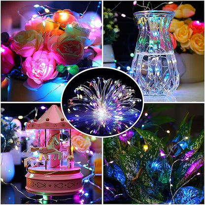 ZGWJ 8 Pack Fairy Lights Battery Operated, 7ft 20 Mini LED Fairy String Lights Silver Wire 3 Modes for DIY, Parties, Wedding, Bedroom, Halloween Christmas Decoration Multicolor
