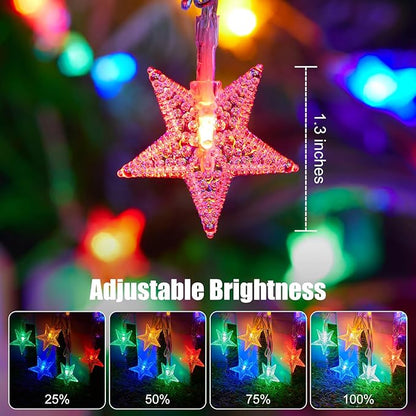 Brightown Star String Lights Battery Operated - 17 ft 50 LED Star Fairy String Lights with Remote and Timer, 8 Modes Waterproof for Bedroom Tent Loft Bed Patio Party Wedding Decor, Multicolor