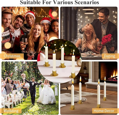 Gute Taper Candle Holder, Candle Holders for Pillar Candles, Matte Gold Candlestick Holder Centerpieces for Home Decoration, Wedding Anniversary, Party, Housewarming Gifts,Set of 8,Round