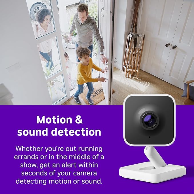 Roku Indoor Camera - Home Security - 1-Pack - Wired Security Camera & Pet Monitor with 1080p HD Color Night Vision, Works with Alexa & Google, Motion & Sound Detection, WDR & WiFi 6-Mewly Pet
