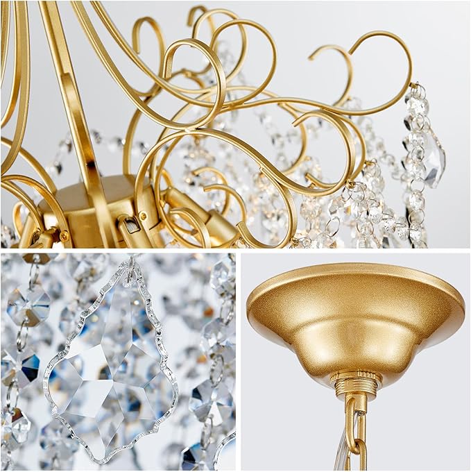 WUZUPS Crystal Chandelier 5-Light Pendant Ceiling Light Modern Lighting Fixture for Dining Room Hallway Bedroom Kitchen Bathroom, H 22.4" x W 18.3", E12 Base, Gold