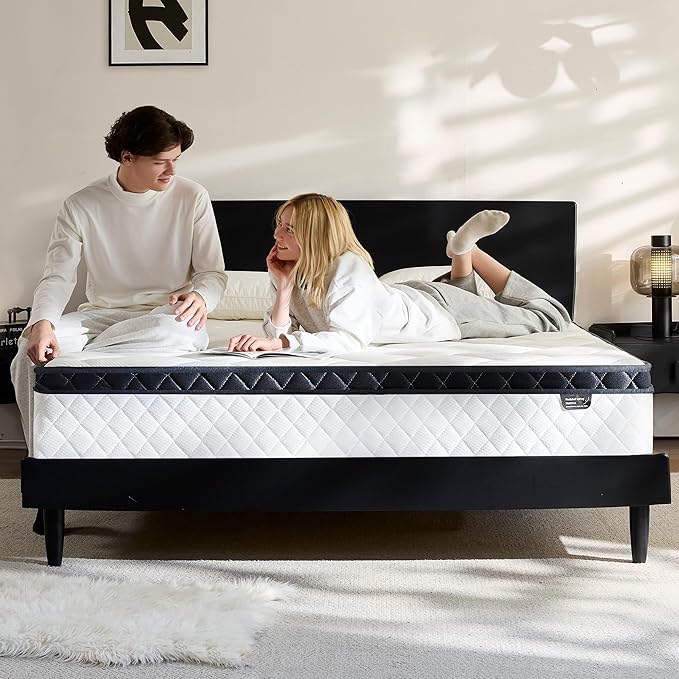 Queen Size Mattress 10 Inch, Pocket Spring & Memory Foam Hybrid Mattress with 3D Breathable Knitting Fabric