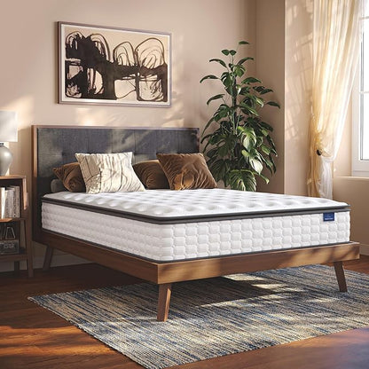 Vesgantti Twin Mattress, 12 Inch Hybrid Twin Size Mattress in a Box, Single Bed Pillow Top Mattresses, Foam and Pocket Coils Innerspring Mattresses, Pressure Relief, Medium Firm Feel