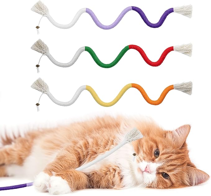 3pcs Safe Cat Rope Toy,Teeth Clean Toy for Cat, Cat Chew Toys for Indoor Cat,Kitten Interactive Toys-Mewly Pet
