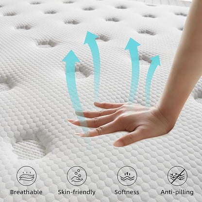 Full Size Mattress, 10 Inch Memory Foam Hybrid Mattress Full, Pocket Spring Mattresses in a Box for Motion Isolation, Strong Edge Support, Pressure Relief, CertiPUR-US