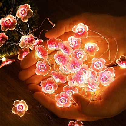 Mudder 13 FT 40 LEDs Cherry Blossom Flower String Lights for Bedroom, Pink Fairy Lights USB and Battery Operated Decorative String Light Indoor Outdoor(2 Pack)