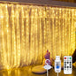 600LED Curtain Lights for Bedroom, 19.6ft x 9.8ft Fairy Curtain String Light with 24 Hooks, 8 Modes Hanging Lights for Wedding, Party, Backdrop, Window, Xmas Decor, Warm White