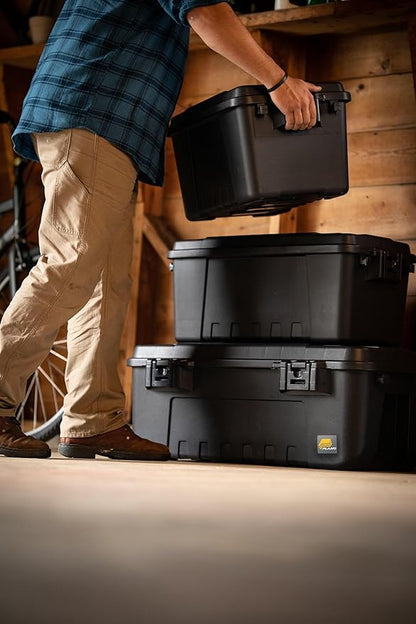 Plano Storage Trunk, Black, Medium, Lockable Storage Box, Airline Approved Sportsman Trunk, Hunting Gear and Ammunition Bin, Heavy-Duty Containers for Camping, 68-Quart