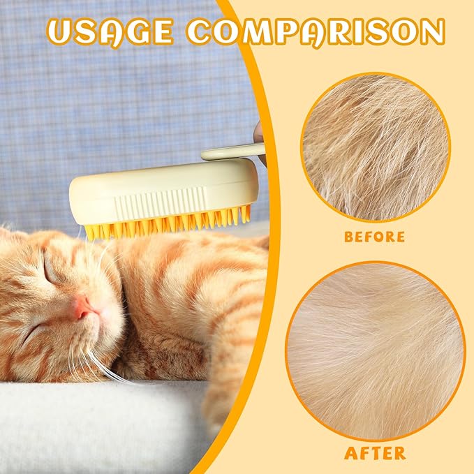 Spritz Defur Comb for Cats, New 3-in-1 Cat Steam Brush for Massaging and Cleaning Shedding Pets, Comb for Long and Short Hair Cats and Dogs Grooming Tool (Coffee)-Mewly Pet