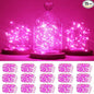 15 Packs 20 Led Pink Fairy String Lights Battery Operated 6.6ft Silver Wire Firefly Starry Lights Waterproof for Bedroom DIY Table Bottle Wedding Valentine's Day Party Decor
