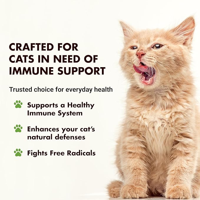 Immune Support for Cats – Daily Formula with Inulin, Beta-Glucan, Vitamin E, Omega-3s, Fermented Yeast & More! - Made for Picky Eaters-Mewly Pet