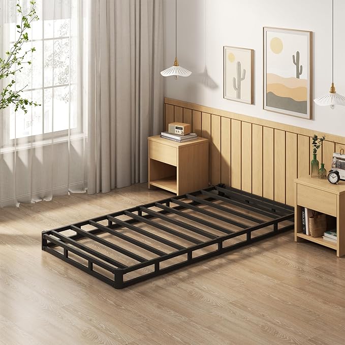 EMODA 4 Inch Twin XL Box Spring Heavy Duty Metal Mattress Foundation Bed Base with Fabric Cover, Easy Assembly