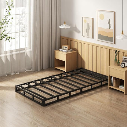 EMODA 5 Inch Twin Box Spring Bed Base, 1500 LBS Heavy Duty Metal Mattress Foundation with Fabric Cover, Easy Assembly