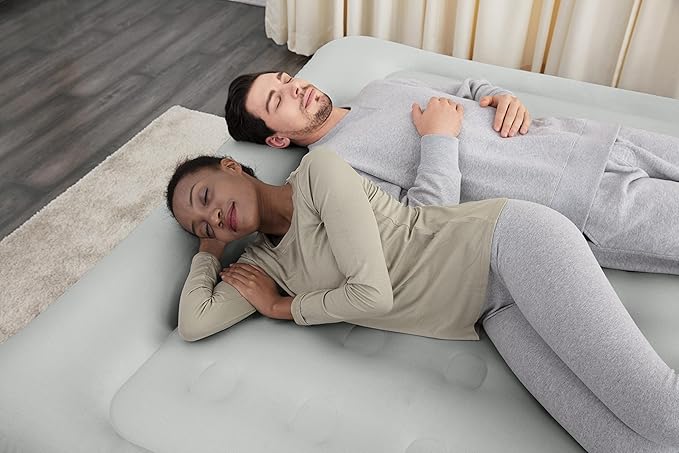 SLEEPLUX King Air Mattress Extra Durable Non-Leak Tough Guard Material 22" Raised Airbed with Built in Pump + USB Charger (80" 72"x22") Grey