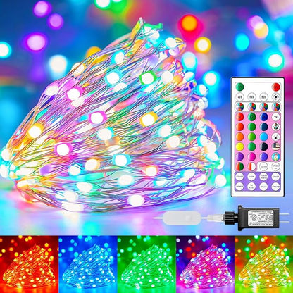 Brightown Plug in Fairy Lights Color Changing - 22 Colors 33FT 100 LED Fairy Lights with Remote,Halloween String Lights Indoor with 12 Lighting Modes, Multicolor Christmas Light for Bedroom Classroom