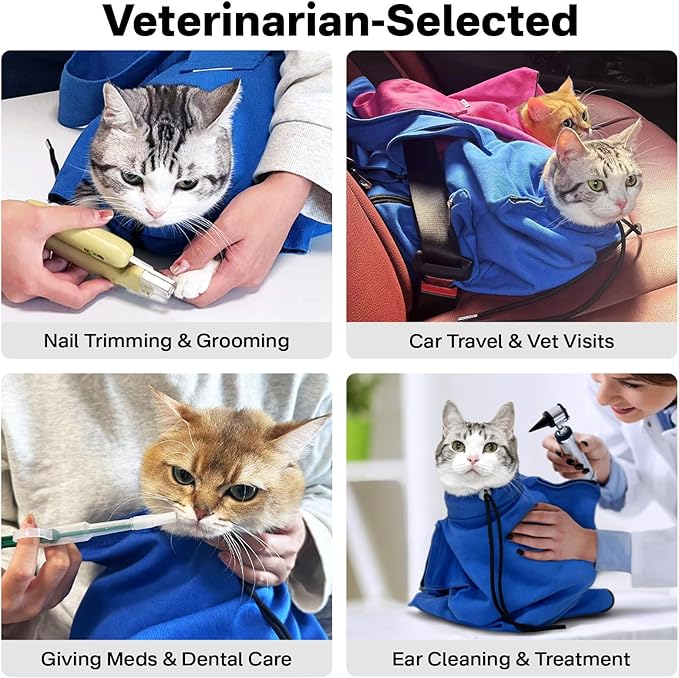 [Cozy Travel] Cat Carrier Pouch, Soft Cat Carrier for Small Cats, Kitten Carrying Bag, Restraint Bag for Nail Trimming, Vet Visits, Giving Meds, Car Travel - Klein Blue Upgrade-Mewly Pet