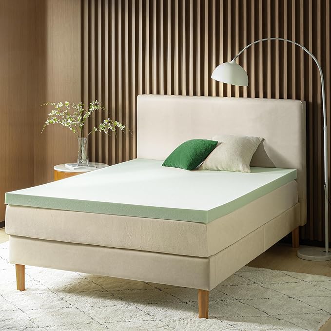 ZINUS 3 Inch Green Tea Memory Foam Mattress Topper, Smaller, More Convenient WonderBox Packaging, Pressure-Relieving Layers, CertiPUR-US Certified, Twin