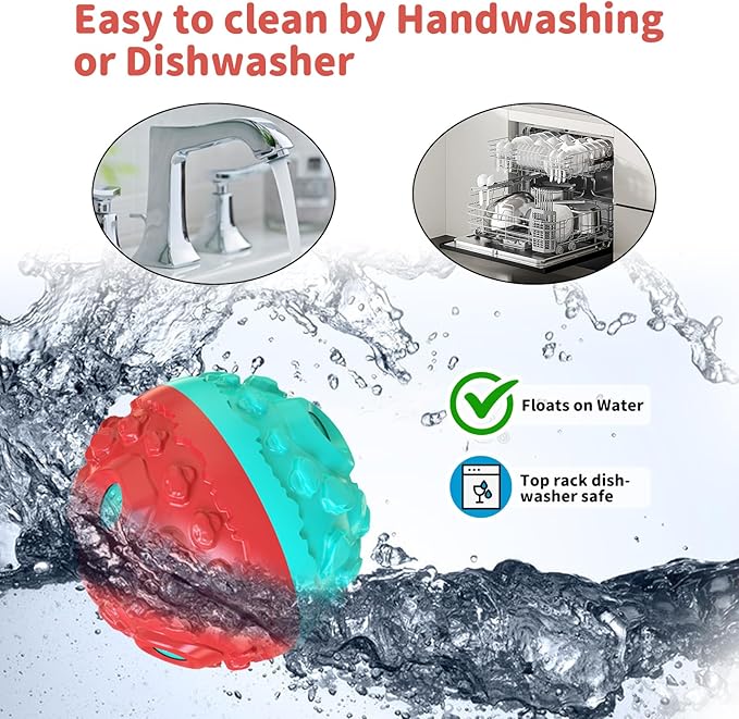 Dog Ball for Aggressive Chewers - Interactive Dog Toy Balls Fun Squeaky Sound to Keep Them Busy, Durable for Small Medium Large Breeds, Rubber Pet Chew Toys, As Seen on TV, Blue & Red-Mewly Pet