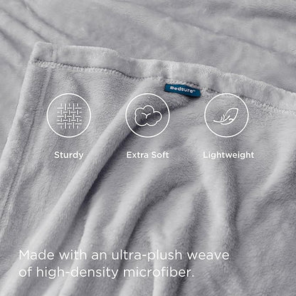 Bedsure GentleSoft Fleece Blanket California King Light Grey - Lightweight Plush Fuzzy Cozy Soft Bed Blankets, 102x96 inches