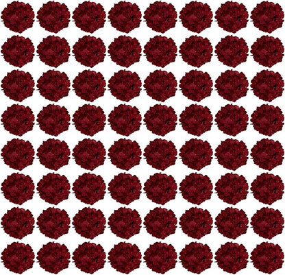 Auihiay 64PCS Burgundy Hydrangea Artificial Flowers, Silk Hydrangea Heads with Stems, Fake Flowers for DIY Wedding Centerpiece, Home, Party, Baby Shower, Garden Decoration (Burgundy)