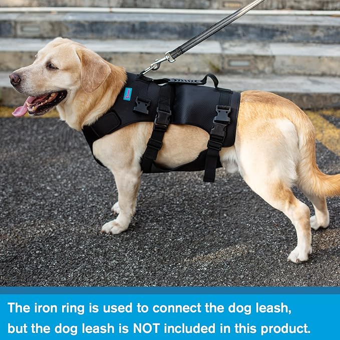 Dog Lift Harness, Rehabilitation Lifts Vest for Dogs, Support & Recovery Sling, Adjustable Breathable Lifting Straps for Old, Joint Injuries, Arthritis, Paralysis Dogs Walk (L, Black)-Mewly Pet