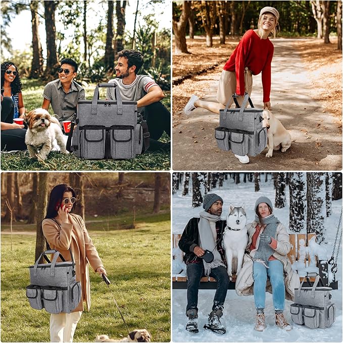 Modoker Dog Travel Bag Backpack, Airline Approved Pet Accessories Organizer for Dog and Cat with Shoulder Strap, 2 Dog Food Storage Containers, 2 Collapsible Dog Bowls,1 Pet Mat, Rose Red-Mewly Pet