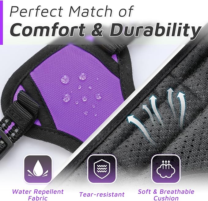 Eagloo Small Dog Harness No Pull, Service Vest with Reflective Strips and Control Handle, Adjustable and Comfortable for Easy Walking, No Choke Pet Harness with 2 Metal Rings, Purple, XS-Mewly Pet