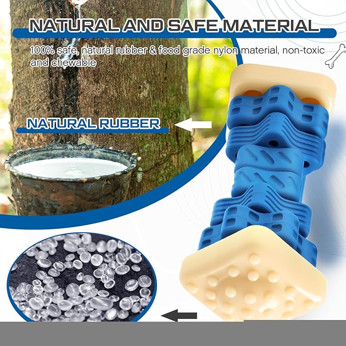 Aliceset 2 Pcs Dog Toys for Aggressive Chewers Tough Durable Indestructible Puzzle Interactive Dog Cognitive Chew Toys with Beef Flavor, Safe Rubber Bone Shape Enrichment Gift to Keep Them Busy-Mewly Pet