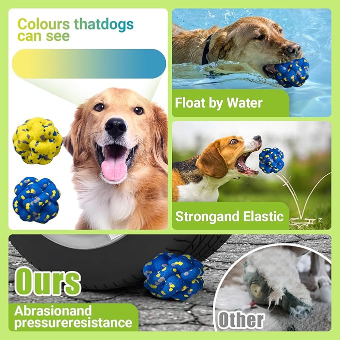 Upgrade Dog Balls Interactive Toys for Aggressive Chewers, Indestructible Tennis Durable Bouncy for Fetch Game, Lightweight Floating, Blue-Mewly Pet