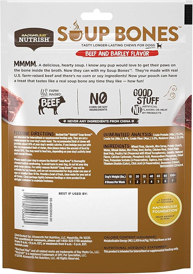 Rachael Ray Nutrish Dog Chews Soup Bones With Real Beef & Barley, 24 Dog Treats-Mewly Pet