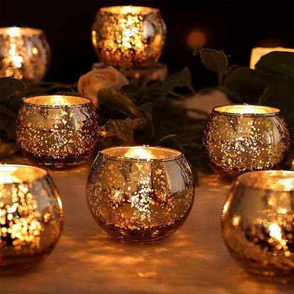 LAMORGIFT 36 Pcs Rose Gold Votive Candle Holders- Rose Gold Party Decorations for Wedding, Bridal Shower Decorations, Engagement, Sweet 16 Birthday Party Table Centerpieces, Mother's Day Decoration