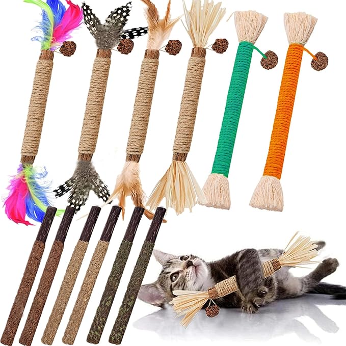 Cat Toys 12Pack Silvervine Chew Stick 12Pack Kitten Treat Catnip Toy Kitty Natural Stuff Catnip for Cleaning Teeth Indoor Dental Snack Interactive-Mewly Pet