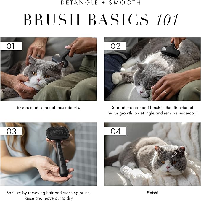 Tweezerman Dog and Cat Slicker Brush for Small Pets, Grooming Brush with Coated Bristles to Prevent Scratching and Ergonomic Handle-Mewly Pet