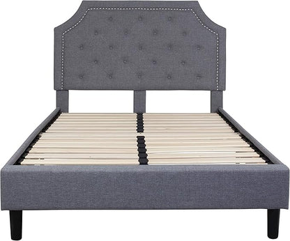Flash Furniture Brighton Full Size Tufted Upholstered Platform Bed in Light Gray Fabric
