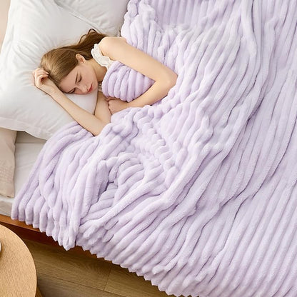 Bedsure GentleSoft Lavender Fog Fleece Blanket for Couch - Cozy Soft Blankets for Women, Cute Small Throws for Girls, 90x90 Inches