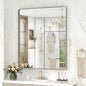 30x36 Inch Brushed Nickel Bathroom Mirror, Brushed Silver Metal Framed Wall Mirror, Rounded Corner Rectangle Modern Vanity Mirror, Tempered Glass, Anti-Rust, Shatterproof (Horizontal/Vertical)