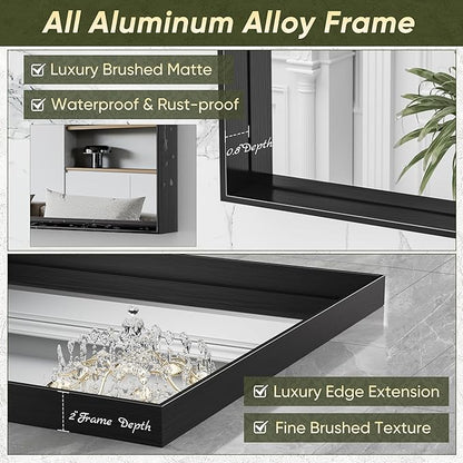 Suidia Bathroom Mirror, 30" x 30" Rectangular Wall Mirror, Metal Framed Wall Decor Wall-Mounted Mirrors for Bathroom, Bedroom, Living Room, Entryway, Black