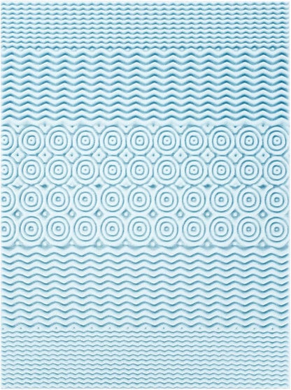 Mellow 2 Inch 5-Zone Memory Foam Mattress Topper, Cooling Gel Infusion, Dorm Essentials, King Blue