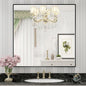 32x32 Inch LED Bathroom Mirror, Black Metal Framed Lighted Mirror for Bathroom, Wall Mouted LED Vanity Mirror with Lights, 3 Colors and Stepless Dimmable, Anti-Fog, Memory