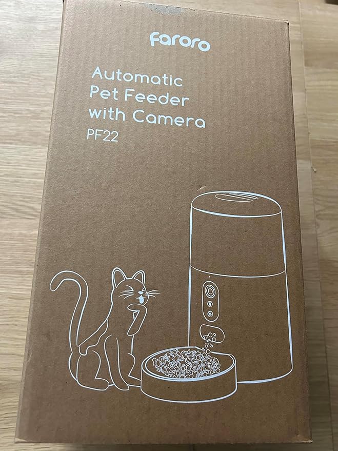 Faroro Automatic Cat Feeder with Camera, 3MP HD Video with Night Vision, 5G WiFi Cat Feeder Automatic with APP Control, 2-Way Audio, Low Food Sensor, Motion Alerts for Cats and Dogs-Mewly Pet