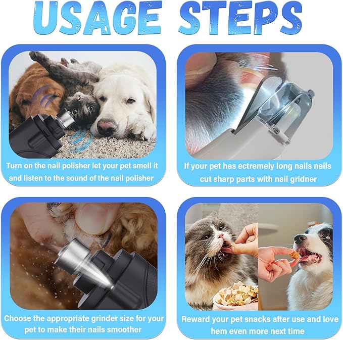 2 in 1 Dog Nail Clippers and Grinder with Lights & Cat Nail Clipper for Large Medium Small Dogs Cats Nail Trimmers USB Rechargeable with 2 LED Lights Dog Claw Care for Non-Black Nails-Mewly Pet