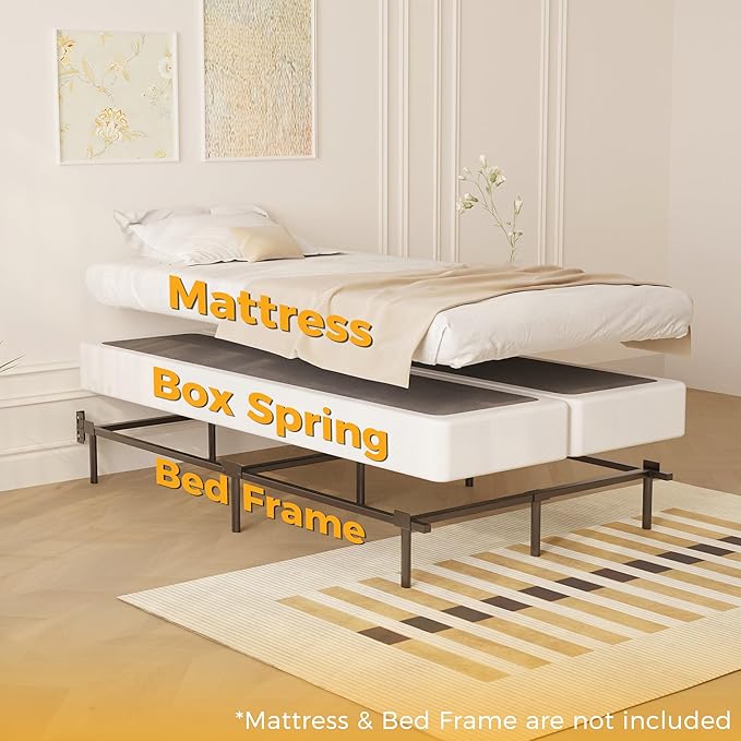 Split Twin Box Spring 5 Inch, Easy Assembly Bed Foundation, Heavy Duty Low Profile Metal Twin Box Spring Only with Fabric Cover, Noise Free