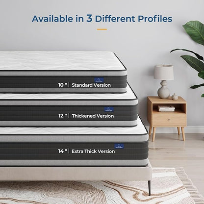 Vesgantti Full Mattress, 10 Inch Hybrid Full Size Mattress with Memory Foam and Individually Pocket Spring, Pressure Relief and Supportive, Medium Firm Feel, Mattress in a Box