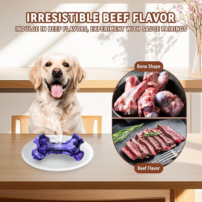 Magicorange Tough Dog Toys, Chew Toys for Aggressive Chewers, Dog Bone Toy Nylon Almost Indestructible Dogs Toy for Teeth Cleaning and Training (Purple)-Mewly Pet