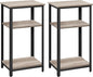 Yaheetech Tall End Table Set of 2, 18x14x29.5 inch Industrial Side Table with Strong Wooden Shelves, 2PCS Slim 3-Tier Telephone Table with Metal Frame for Living Room, Small Places - Gray