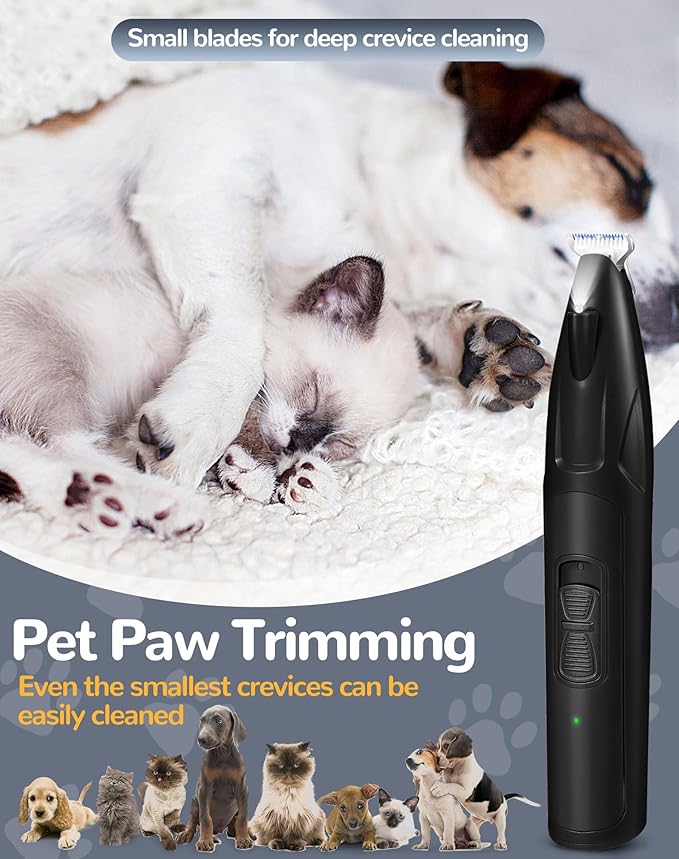 LEYOUFU Dog Clippers for Grooming, 2 Speed Dog Paw Trimmer with LED Light, Rechargeable Low Noise Pet Shaver for Trimming Dogs Cats Hair Around Paws, Eyes, Ears, Face, Rump (Black)-Mewly Pet