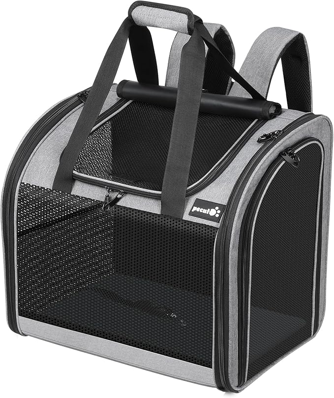 Pecute Cat Backpack with Widened Interior Space, Upgraded Dog Backpack Carrier with Various Ways to Carry, Pet Backpack with Breathable Mesh, Pet Travel Carrier with Soft Padded, Reinforced Support-Mewly Pet